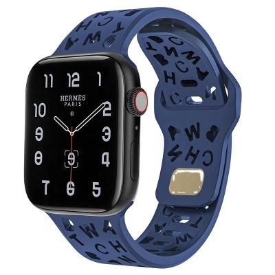 China Silicone Letters Straps Sport Replacement Smart Watch Band Fashion Thin Rubber Strap 44 45 49 Mm For Apple Iwatch Ultra for sale