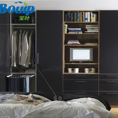 China Whole-house custom made high quality black color melamine plywood for bedroom wardrobe for sale