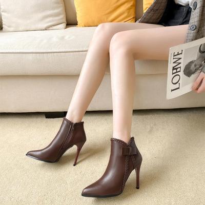 China Fine With Fashion Customization Popular Led Stiletto Ankle Women Leather Boots for sale