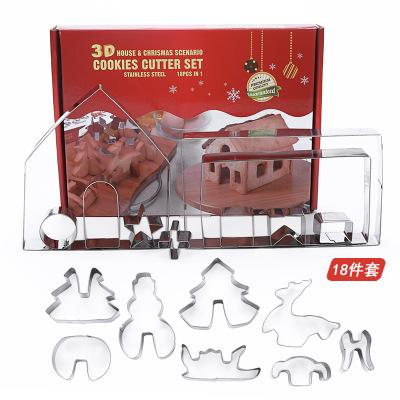 China 18 Pieces Disposable Cookie Cutter Set Christmas Gingerbread DIY Tool Baking Stainless Steel for sale