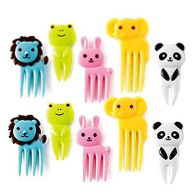 China Disposable Bento Box Decoration Cute Animal Food Picks and Forks Set of 10 for sale