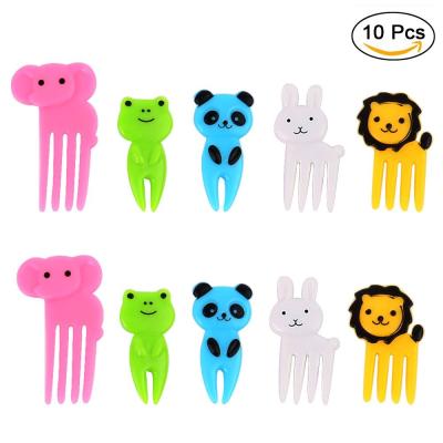 China Disposable Bento Box Decoration Cute Animal Food Picks and Forks Set of 10 for sale