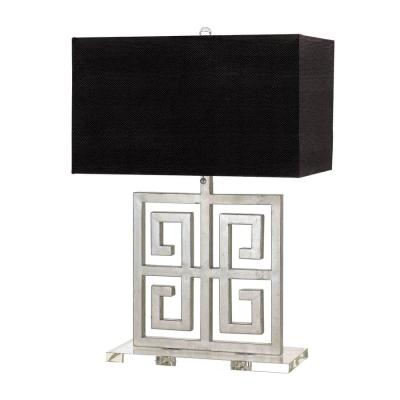 China Modern Turkish Black Shade Handcrafted Silver Square Metal Table Lamp With Crystal Base For Hotel for sale