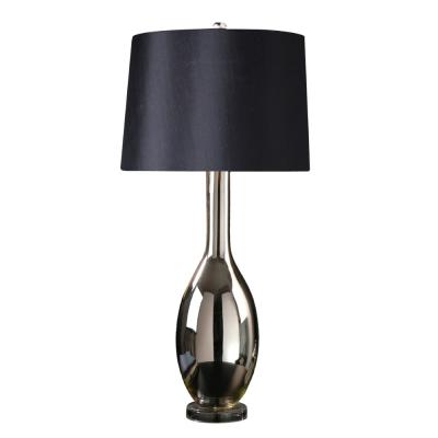 China European Modern Popular Single Black Plating Glass Table Lamp For Villa Hotel Room for sale