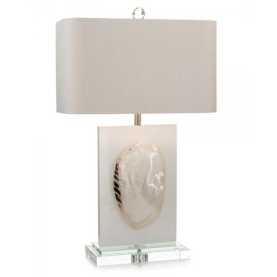 China Hot Selling USA Modern Luxury Elegant Decorative Hotel Beach Villa Natural Seashell Table Lamp With Inlaid Acrylic Panel for sale