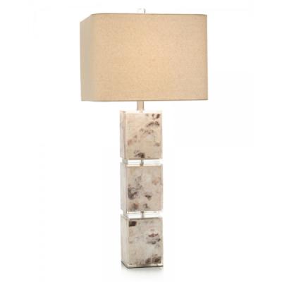 China Modern German Luxury Fancy Home Living Room Hotel Decorative Natural Cream Linen Capiz Shell Blocks Table Lamp With Restaurant Shade for sale