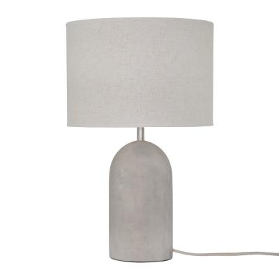 China Modern Industrial Turkish Decorative Polymer Base Gray Linen Drum Lampshade Smooth Home Hotel Hotel Table Lamp Concrete With Night Light for sale