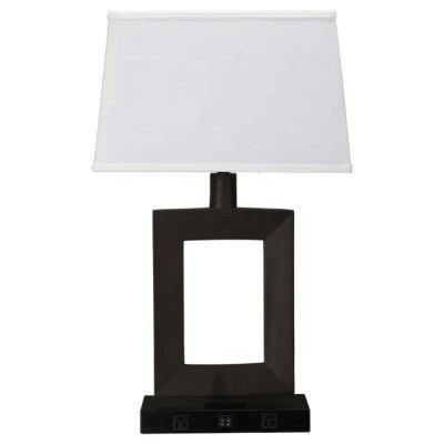 China Modern USA Five Star Hotel Desk Lamp With Power Outlet And USB In Base for sale