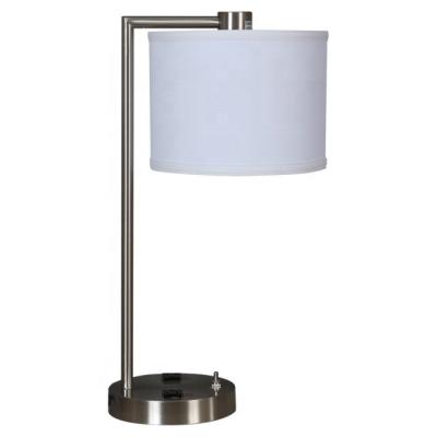 China Modern USA Canada Hotel Desk Lamp with 2 Outlets and 1 Rocker Switch in Base for sale