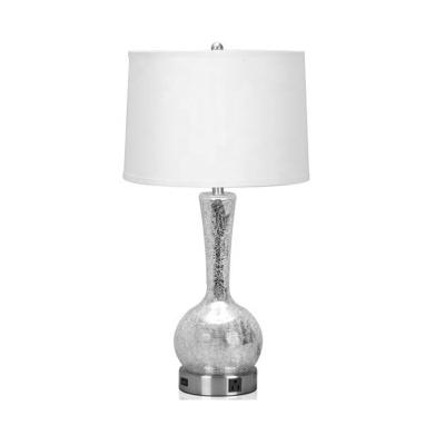 China Guestroom Modern Silver Hotel Modern Design Table Lamp USB Port Telephone Glass Mercury Desk Lamp for sale