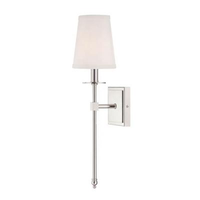 China Modern Polished Chrome Finish Hotel Wall Light Modern Design Corridor Bedside Bathroom Wall Lamp With Shade for sale