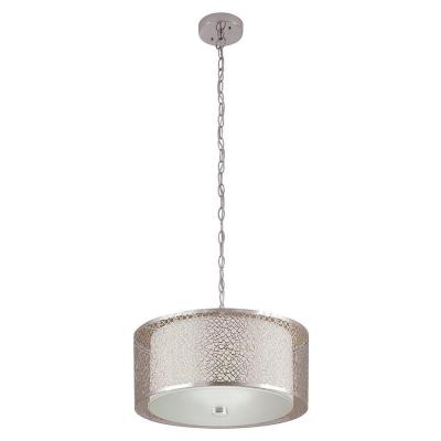 China Manufacturer Decorative Hand Crafted Chrome Simple Modern Lattice Drum Shade Pendant Light For Villa Living Room for sale