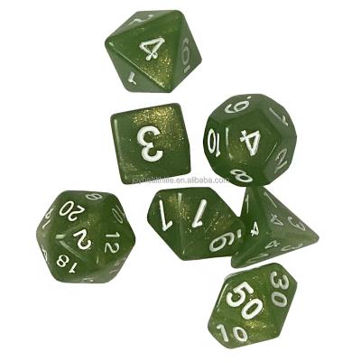 China Durable Resin Dies Set Night Style Dnd Solid Green Edge Polyhedral Dies Set Suitable RPG Role Playing Games Dungeons And Dragons for sale