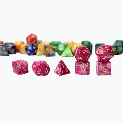 China Durable Resin Solid Dies Set Custom Two Color Luxury Bright Acrylic Mixed Dies Set Polyhedral RPG Mtg Casinos Dies for sale