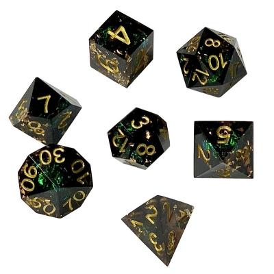 China Polyhedral Dies Set 7pcs Filled Wholesale Liquid Core Die Cut Role Playing Game Dark Resin With Custom Edged Copper Foil Dies Set For Dnd for sale