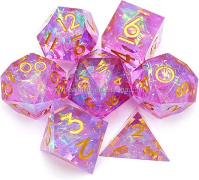 China Durable Wholesale Liquid Core Filled Core Dies Edge In D20 Common Game Transparent Polyhedral Dies Engraved By DiceCustom Game for sale