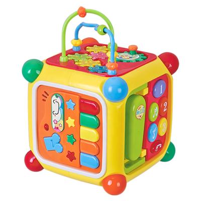 China With piano 18-36 months interactive learning baby 3d information activity cube multifunctional musical toy for sale