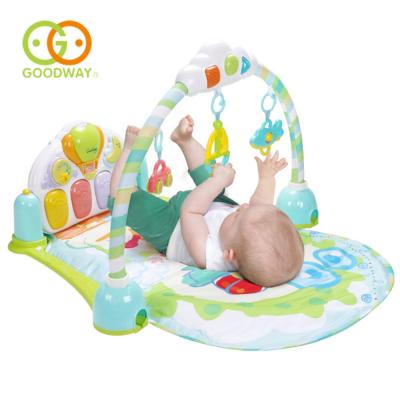 China With musical piano and hanging toys wholesale indoor kids kick piano toy play activity gym baby mat for sale