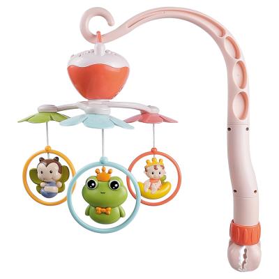 China Eco-Friendly Portable Children Kids Crib Toy Bed Bell Baby Educational Sensory Music Mobile with 3 Pcs Hanging Animals for sale