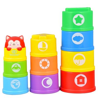 China Parent-Children Interactive 10pcs Colorful First Grade Baby Educational Plastic Bath Stacking Cups Toy Set for sale