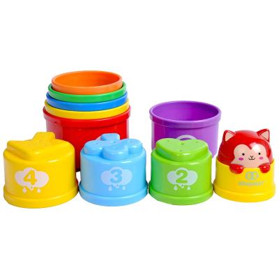 China Intelligent Intellectual Development Educational Children Stack Toys Set Baby Plastic Durable Toy Cup Game for sale