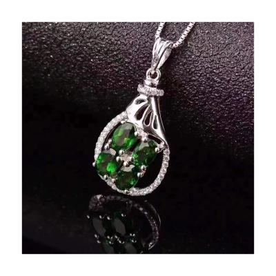 China Forest Green Natural Diopside 100% CLASSIC Natural Gemstone 925 Silver Plated 18K Gold for sale