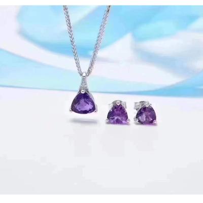 China 2021 Women's High Quality Fashion Purple Crystal Pendant Earrings Gift Romantic Jewelry for sale