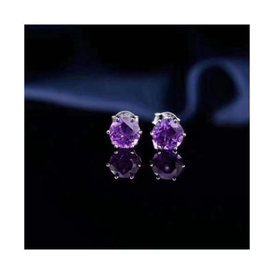 China Six CLASSIC Silver Plated Red Purple Crystal Earrings Jewelry Set Classic Timeless Claw Earrings Platinum 925 Platinum Christmas Fashion Yellow for sale