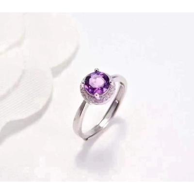 China FASHIONABLE Natural Amethyst Ring Jewelry Products Women's S 925 Platinum 18K Jewelry Set Luxury Silver Plated Bridal Wedding Jewelry Set Wholesale for sale