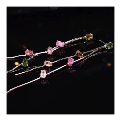 China The CLASSIC 925 Silver Tassel Earrings Brazilian Macarone Tourmaline is not publicized, but it has its own light. for sale