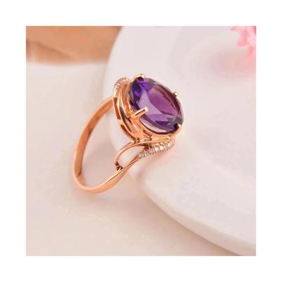 China IN FASHION Brazilian Amethyst Diamond Ring Is Classic And Elegant Of New Popular 18K Gold. for sale