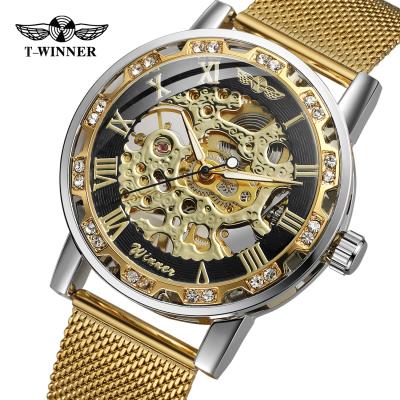 China 2021 Luxury Custom Logo Watch Man Branded Men's Luxury Automatic Mechanical Hand Reserve Winner Brand Skeleton Mesh Watches For Wristwatch Man for sale