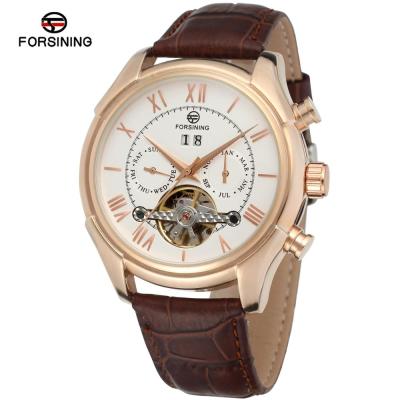 China Forsining Male China Day/Date Watch In Ceasuri Tourbillion Multifunctional Mechanical Automatic Mens Watches Custom Wristwatches Factory for sale