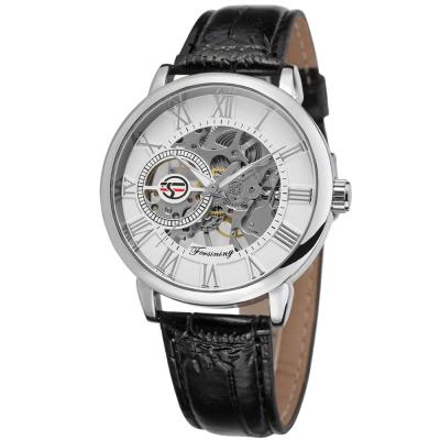 China Power Reserve China Factory Forsining Premium Watches Otomatik Erkek Kol Saat Custom Mechanical Wind Hand Leather Strap Men Skeleton Watch for sale