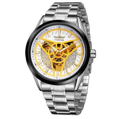 China Chinese Cheap Gold Winner Factory Big Logo Custom Mens Supplier Power Reserve Forsining Stainless Steel Luxury Automatic Mechanical Watch for sale