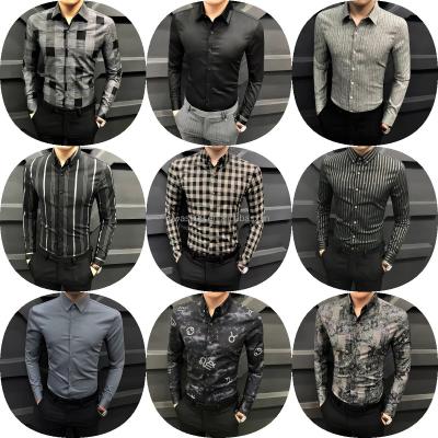 China Shirt Men's Casual Shirt Youth Fashion Simple Tops Design Viable Men's Shirts Slim Striped Cotton Lapel Long Sleeve New for sale