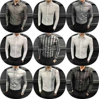 China Oversized Shirt Youth Fashion Clothes Men Casual Shirt Quality Viable Men's Shirts Slim Striped Cotton Long Sleeve Lapel Goods for sale