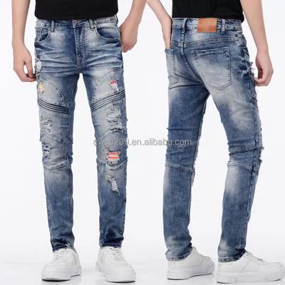 China 2022 new wholesale low price viable men's elastic rip jeans fashion zipper skinny jeans for men for sale