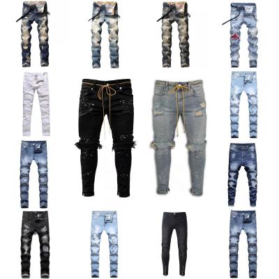 China 2022 new wholesale low price viable men's elastic rip jeans fashion zipper skinny jeans for men for sale