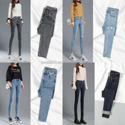 China Viable factory wholesale women's jeans sale lattice pants long ladies jeans pants factory hot wholesale stretch lady pants for sale