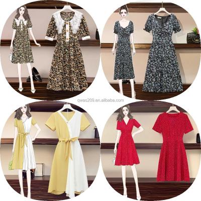 China Breathable Korean Office Dress Women Vintage Dresses Spring Floral Midi Summer Long Sleeve Dresses For Lady Casual Chiffon Clothing for sale