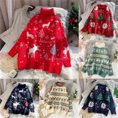 China Anti-wrinkle Christmas sweater women loose 2021 new lazy falls/fashion winter wear fully matched knit pullover sweater for sale