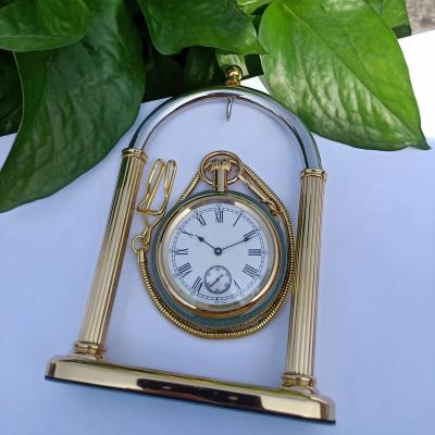 China Old Pocket Watch Authomatic Watch Automotive Brass Case Vintage Manual Bronze Logo Wind Custom Pocket Watch With Stand for sale