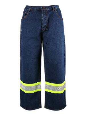 China Anti-Wrinkle Anti-UV Anti-Static Anti-Static Breathable Plus Size Factory Quantity 100%cotton Best Jeans Pants With Reflective Workwear Safety Jeans Trousers for sale