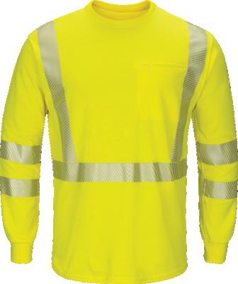 China Breathable Cotton Polyester High Visibility Yellow Long Sleeves T-Shirt for sale