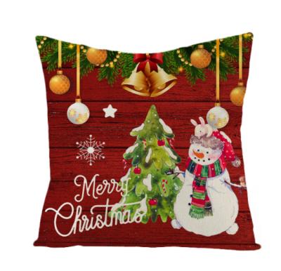 China 2021 printed merry christmas snowman decoration cushion cover christmas red pillowcase sofa polyester pillow covers for sale