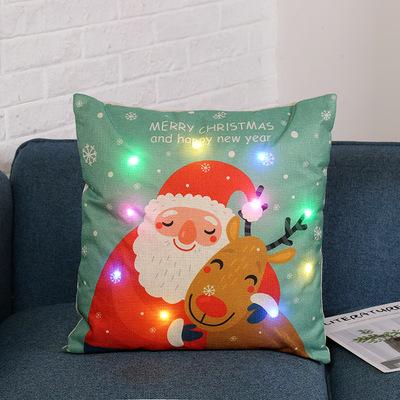 China luminous christmas cushion cover led decorative christmas lights led pillow case covers for sale