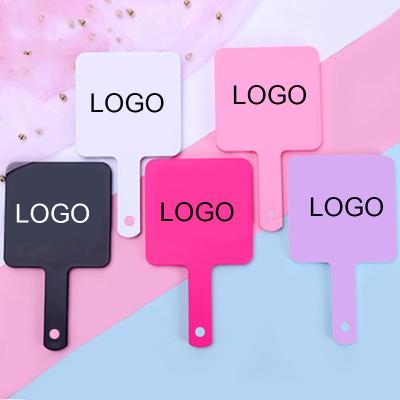 China Square handle custom LOGO large hand-held makeup beauty makeup travel home advertising mirror for sale