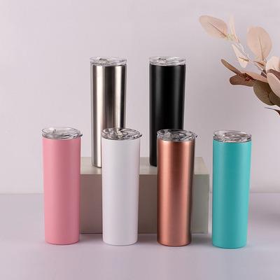 China Foreign trade 20oz straight cup rose gold colorful paint double layer stainless steel slimming cup ice tyrant car water bottles for sale