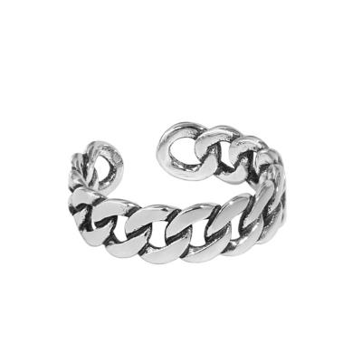 China Retro Ring S925 Factory Direct Sale Chain Ring Opening Student Nickel Free Sterling Silver Distressed Ring for sale